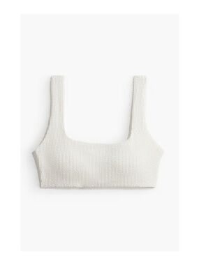 H&M Cream Textured Square Neck Bikini Top